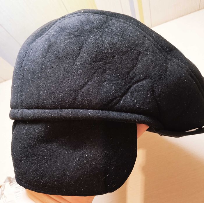 Кепка мужская черного цвета из натуральной дубленки