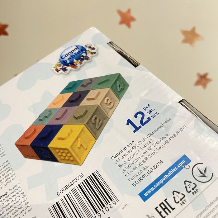 Canpol Babies miękkie gumowe klocki sensoryczne edukacyjne kształty