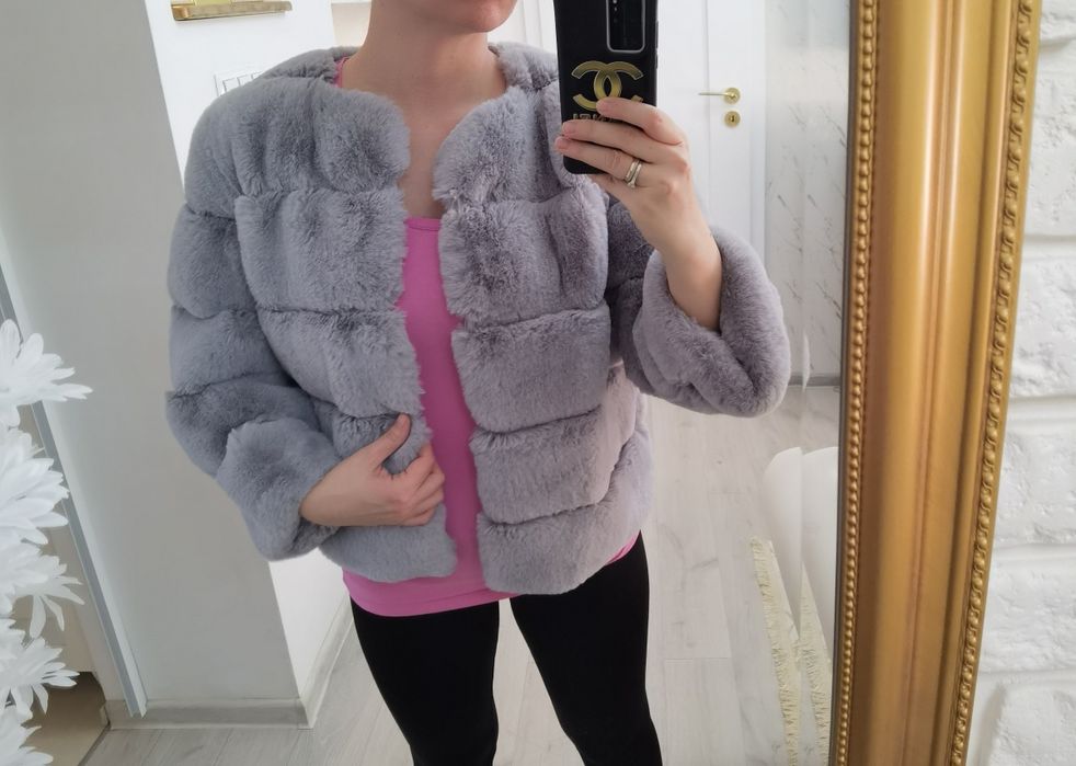 Szare futerko kożuszek S / M