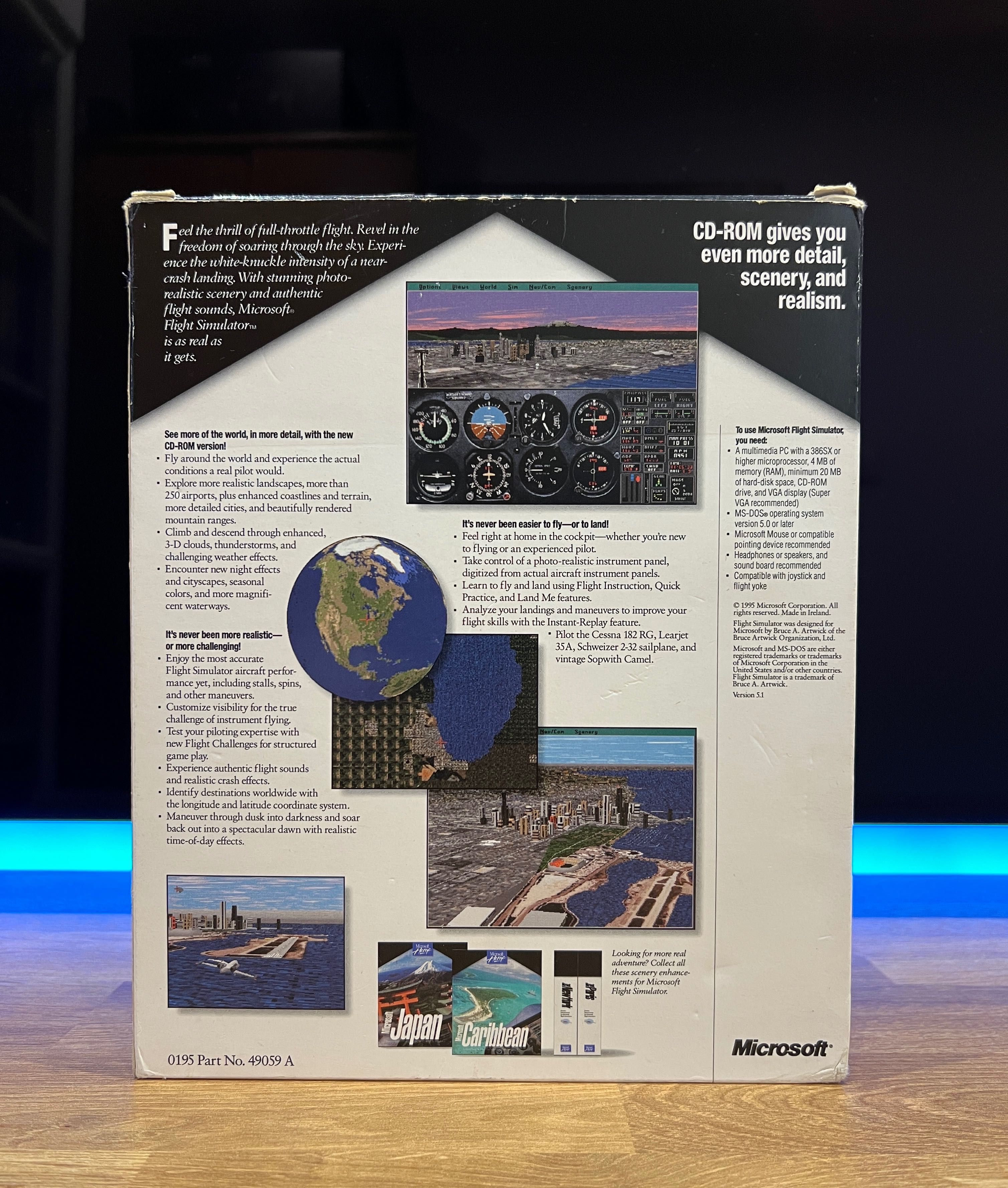 Microsoft Flight Simulator 5.1 (PC EN 1995) BIG BOX premierowe wydanie