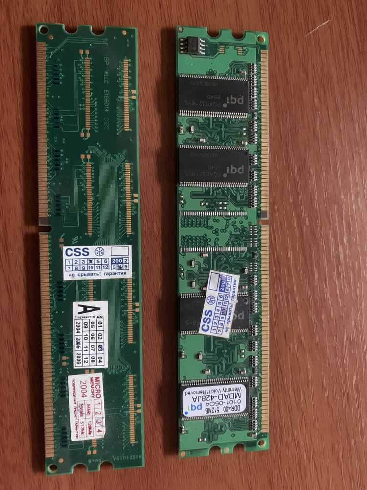 Планки памяті DDR 400 на 512 mb та 256 мб