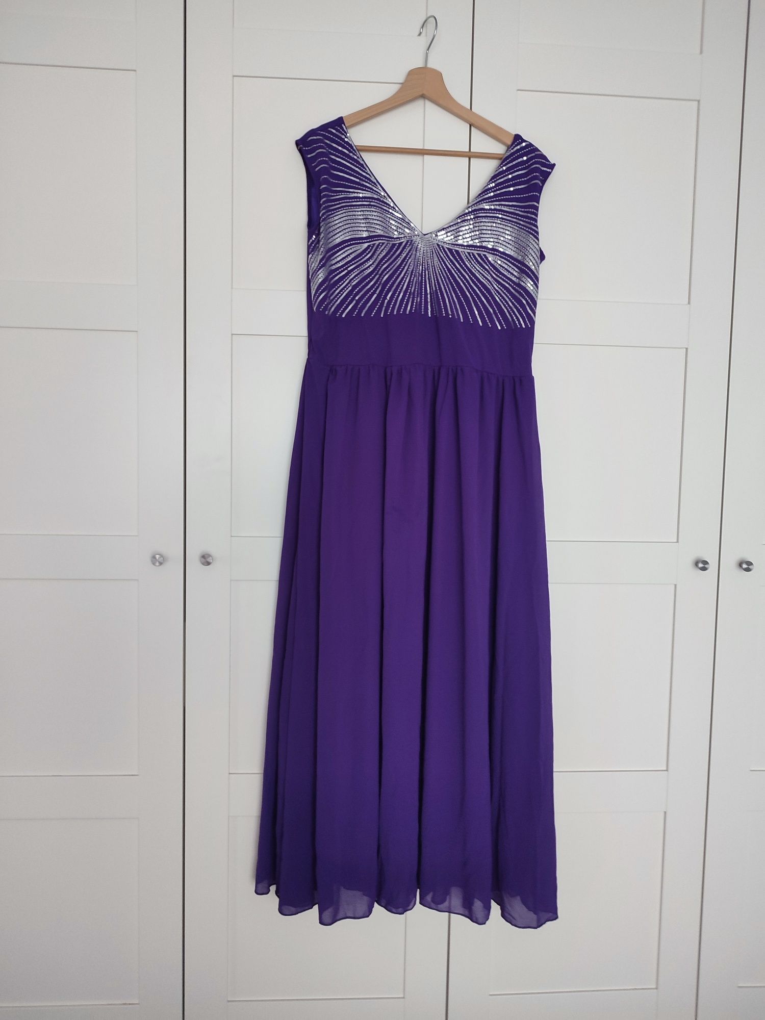Sukienka fioletowa elegancka na wesele  46 Sydneys Closet