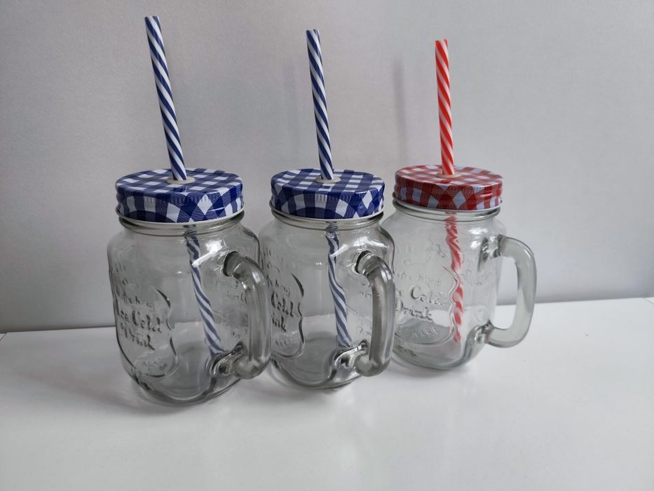 Szklanki ze słomką do koktajli 3 sztuki