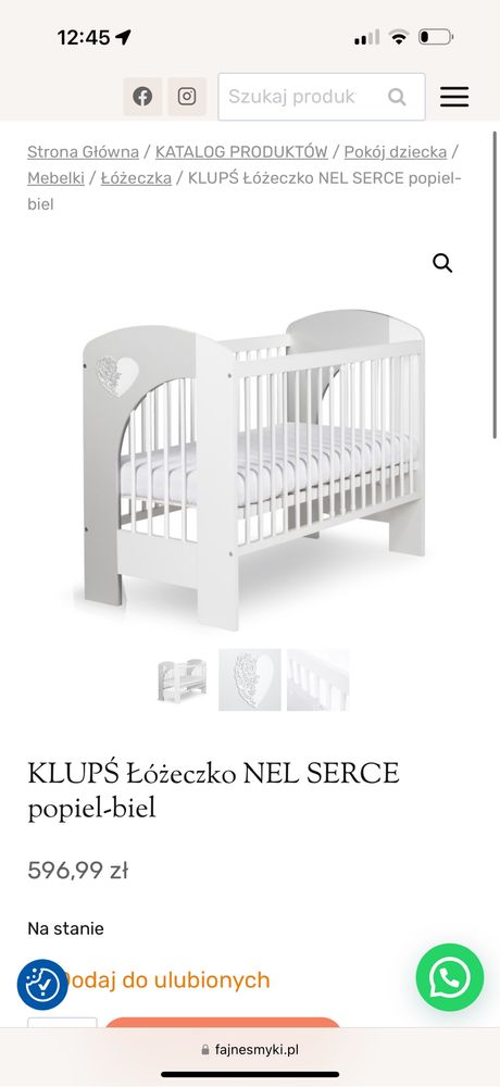 Łóżeczko Klupś z serduszkiem