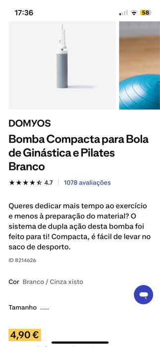 Bola de pilates domyos com bomba de enchimento