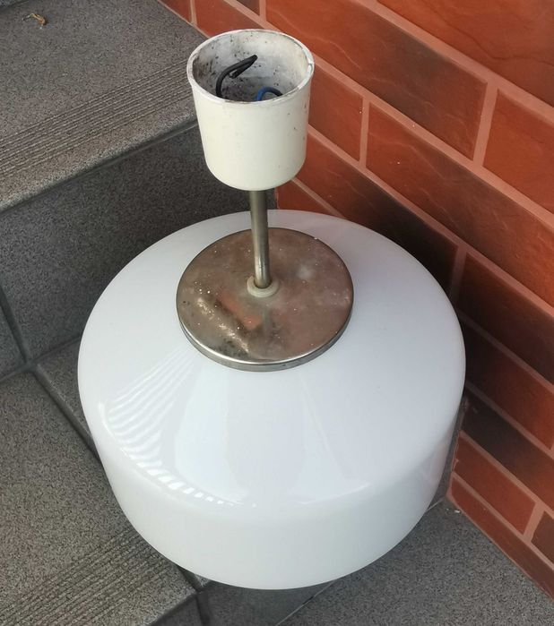 Lampa Biała Wisząca Zaos PRL