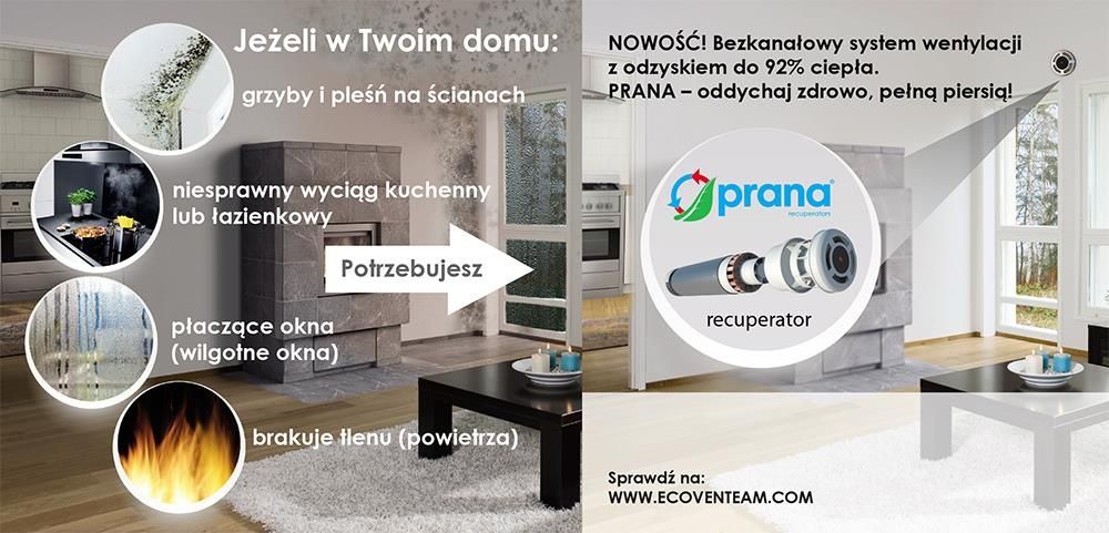 Problem z wilgocią ? Rekuperator Prana 150 z montażem, wentylacja