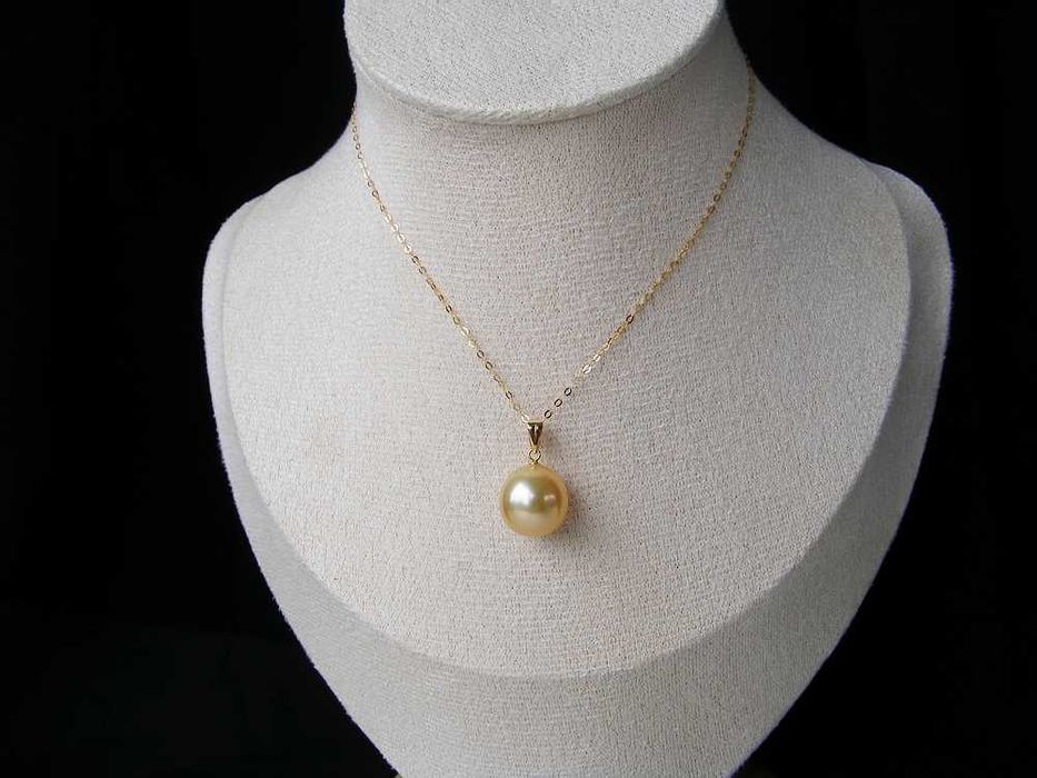 Perła South Sea morska 10.2mm 18karatowe złoto wisiorek prezent Święta