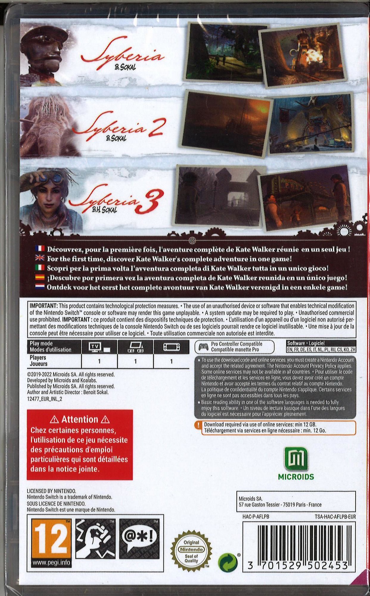 Syberia Trilogy kod w pudełku (NS) Gra nowa w folii