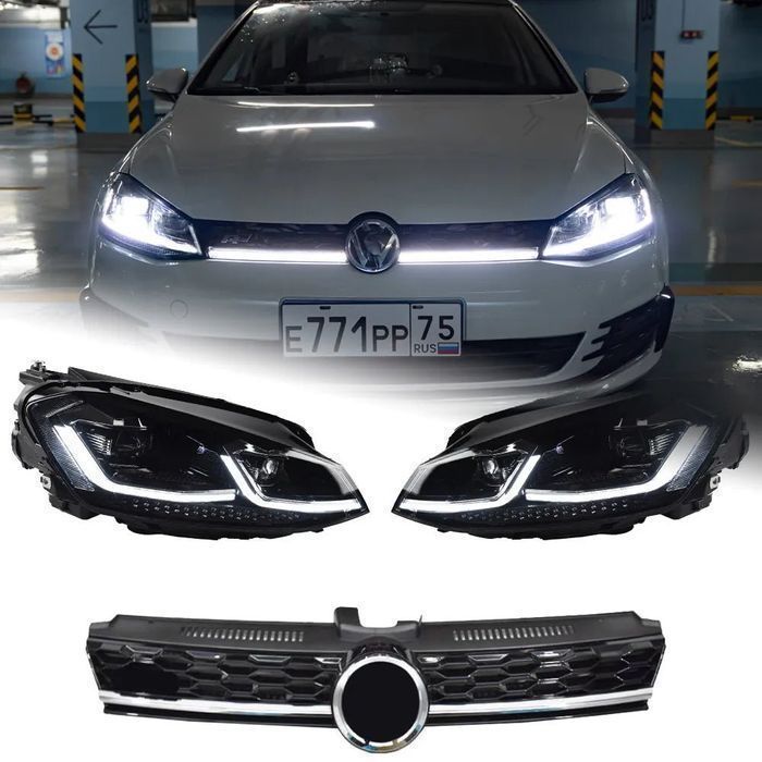 Lampy Przednie LED VW Golf 7 - Z DRL i Dynamicznym Sygnałem