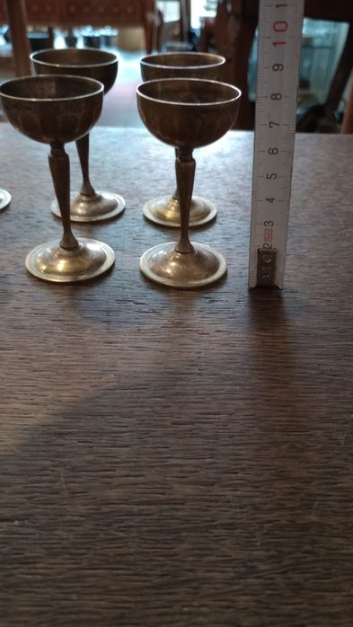 Stare posrebrzane kieliszki do likieru 6 sztuk Vintage