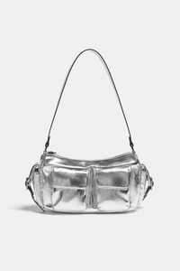 Срібна сумка карго з кишенями Pull&Bear