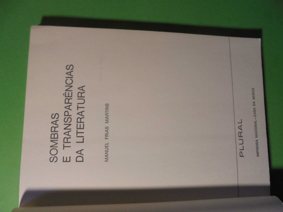Martins (Manuel Frias);Sombras e Transparências da Literatura
