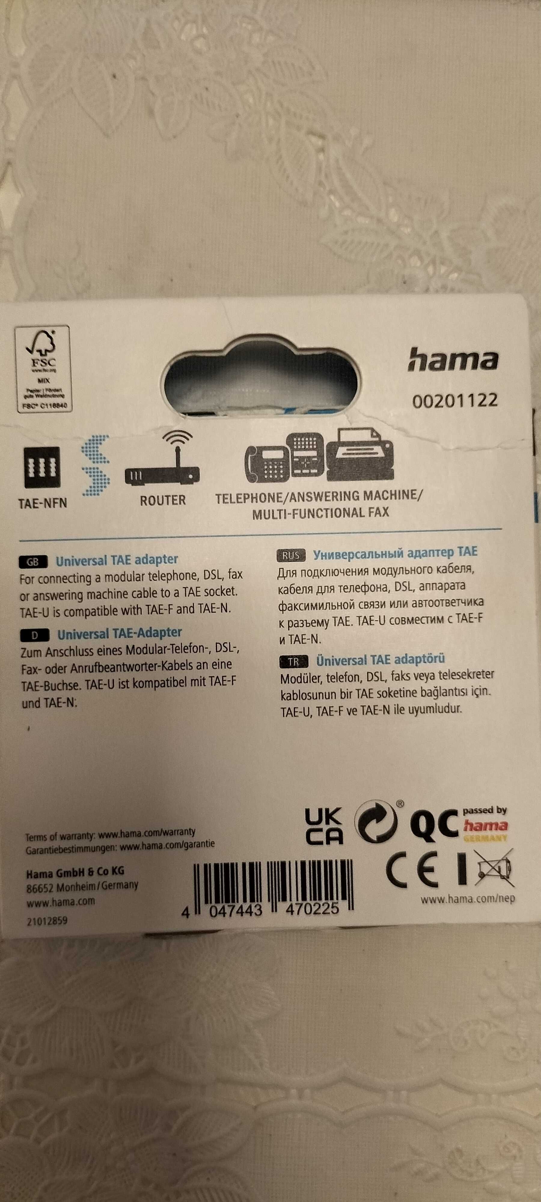 Hama adapter, wtyczka TAE-U - złącze modułowe 6p6c