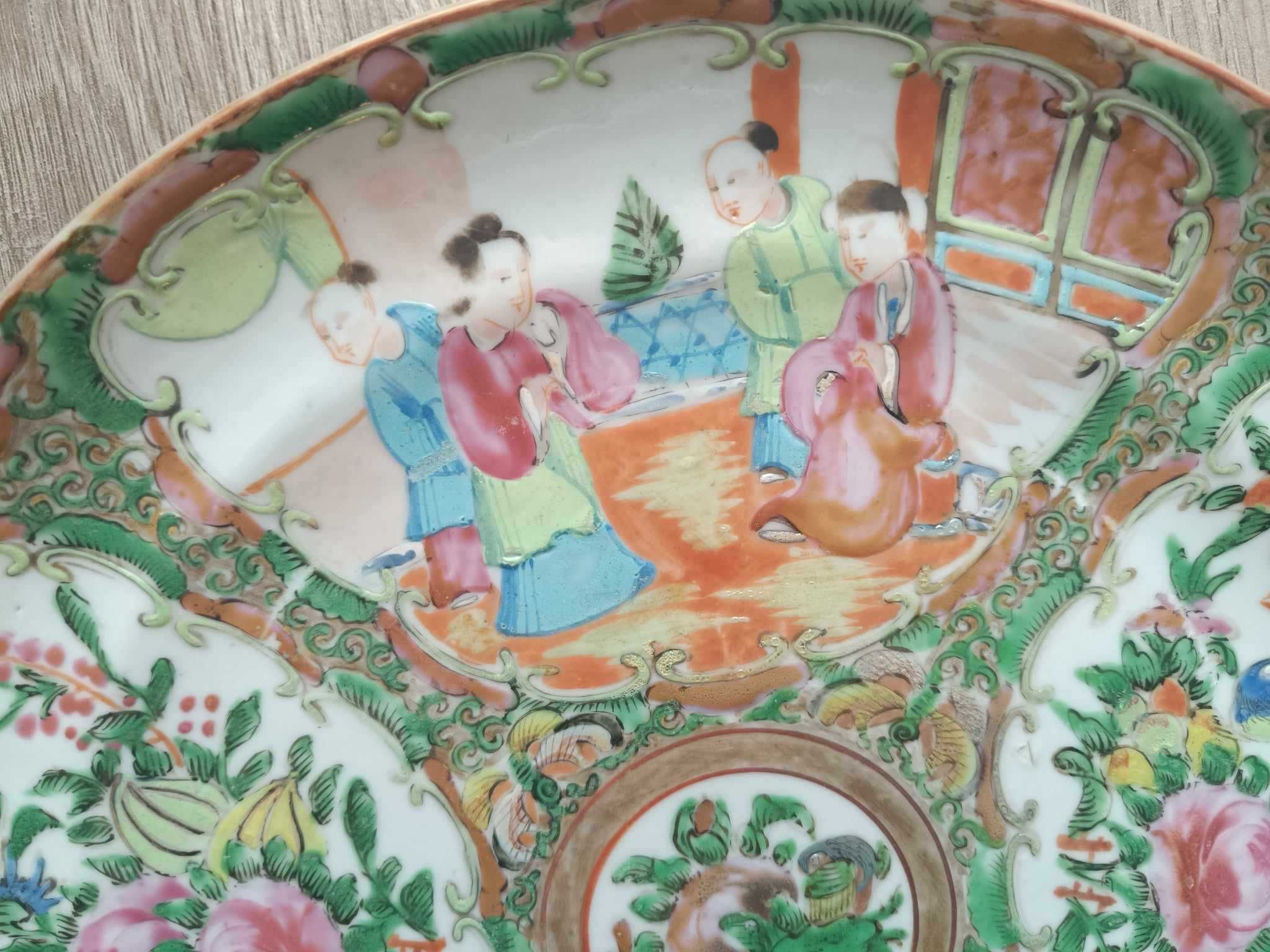 Stary talerz - Canton Famille Rose Medallion - XIX w. Chiny
