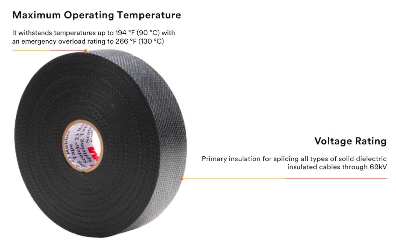 Scotch 3M 23 Gumowa Taśma Elektryczna Izolacja Wysokotemperaturowa
