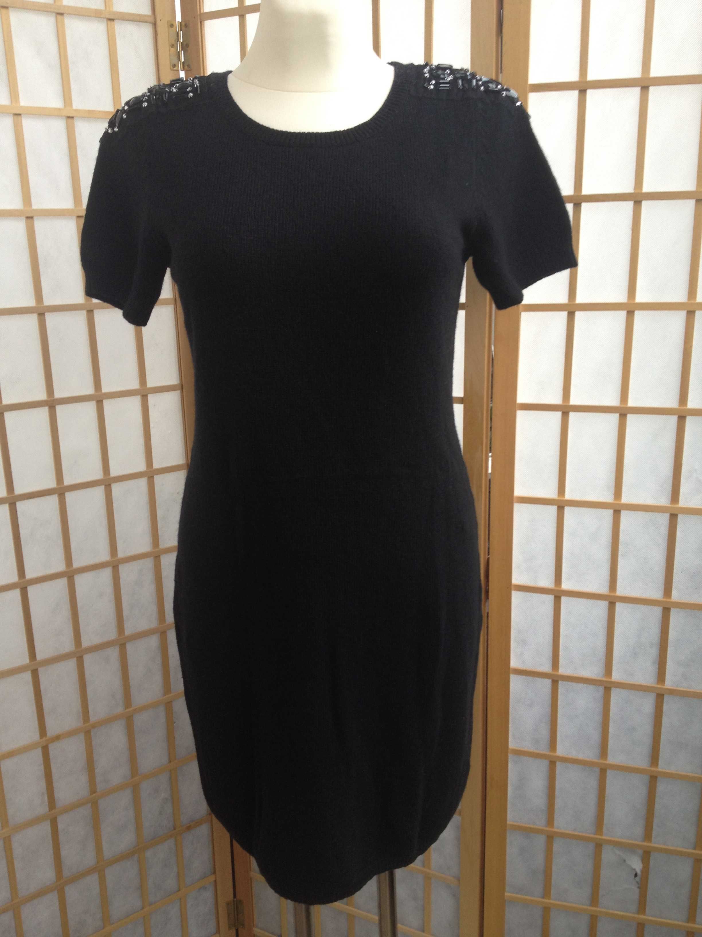 esprit (160€) dior платье черное с вышитыми бусинками шерсть  fendi