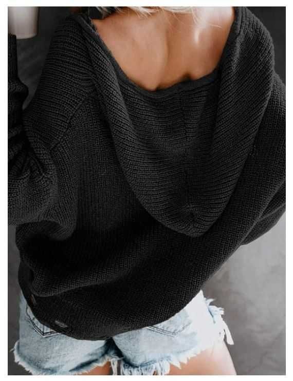 Damski sweter z kapturem rozmiar S kolor czarny