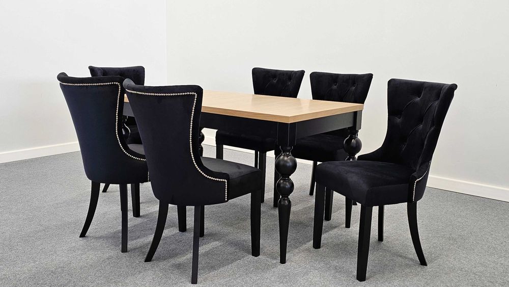 Krzesło glamour pikowane czarne wygodne nowe Producent