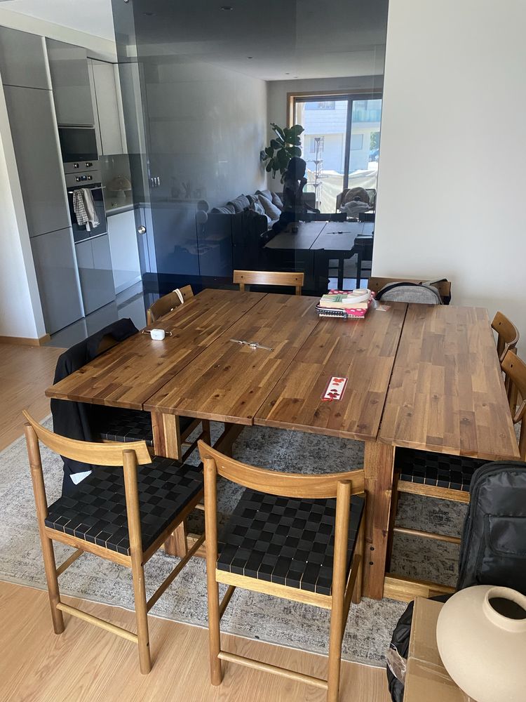 Mesa madeira com 4 cadeiras - nacknas ikea