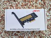Adapter m.2 NVMe na PCIe 4.0, 3.0 x4, x8, x16. JEYI. Nowy.