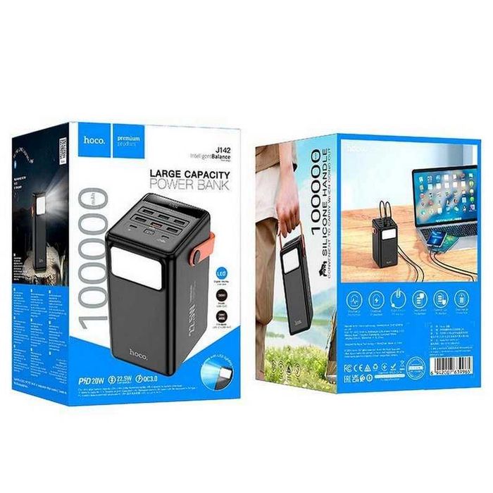 Портативное зарядное устройство ёмкостью 100000mAh HOCO J142 повербанк