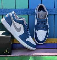 Кросівки Nike Air Jordan 1 Low True Blue Джордан сині AJ1 оригинал