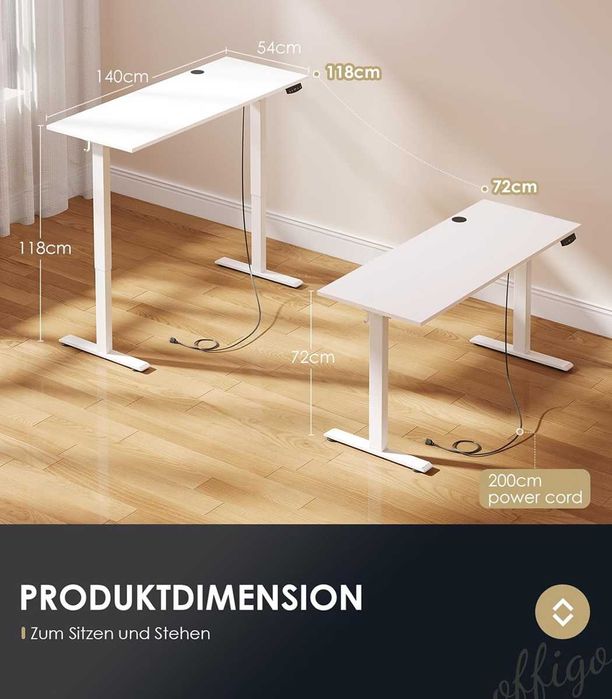 Nowe biurko elektryczne / blat / stół / 140x54cm / OffiGO !A2636!