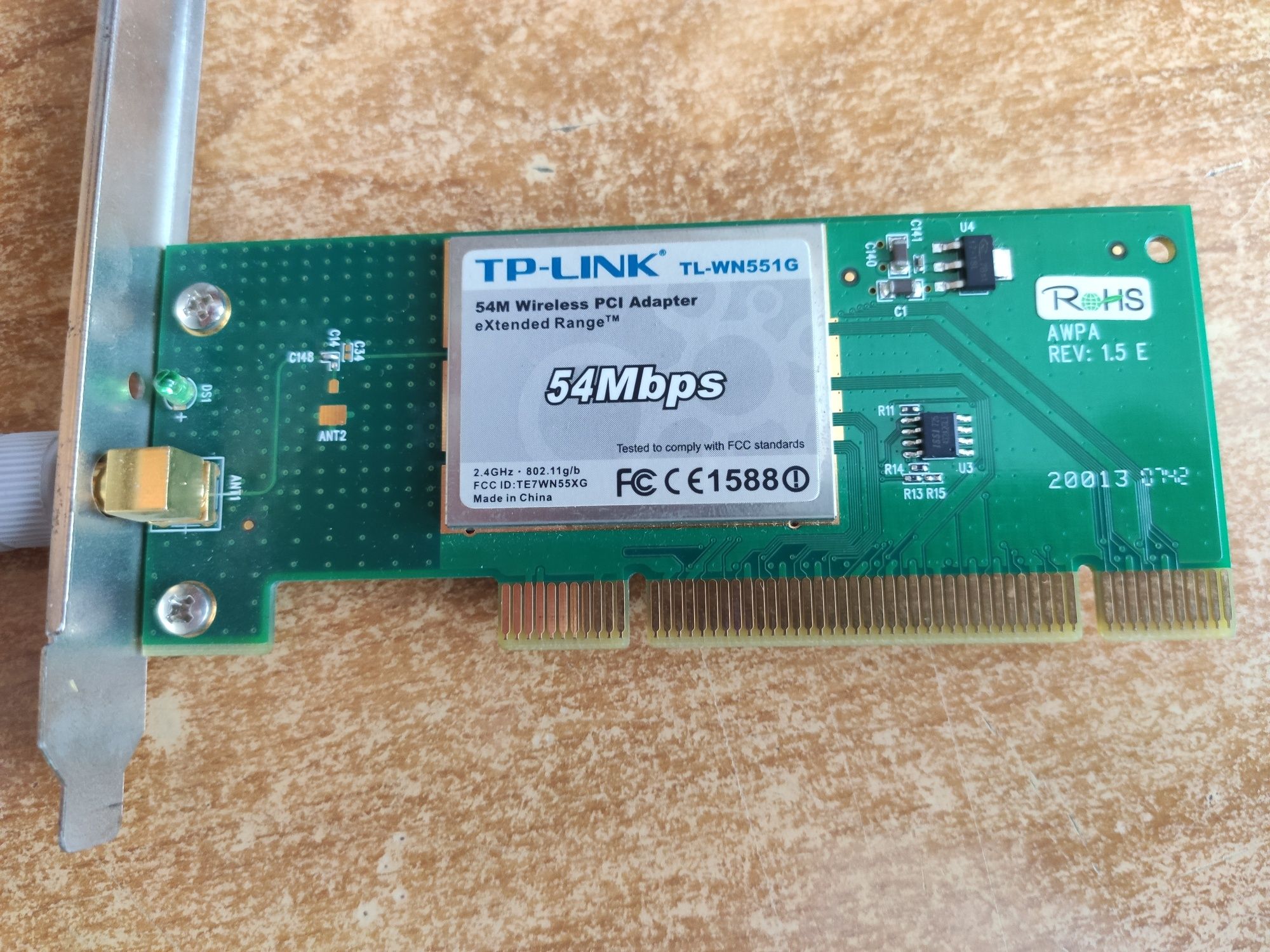 Karta sieciowa WiFi TP-Link TL-WN551G 2,4Ghz 802.11g/b na PCI z anteną