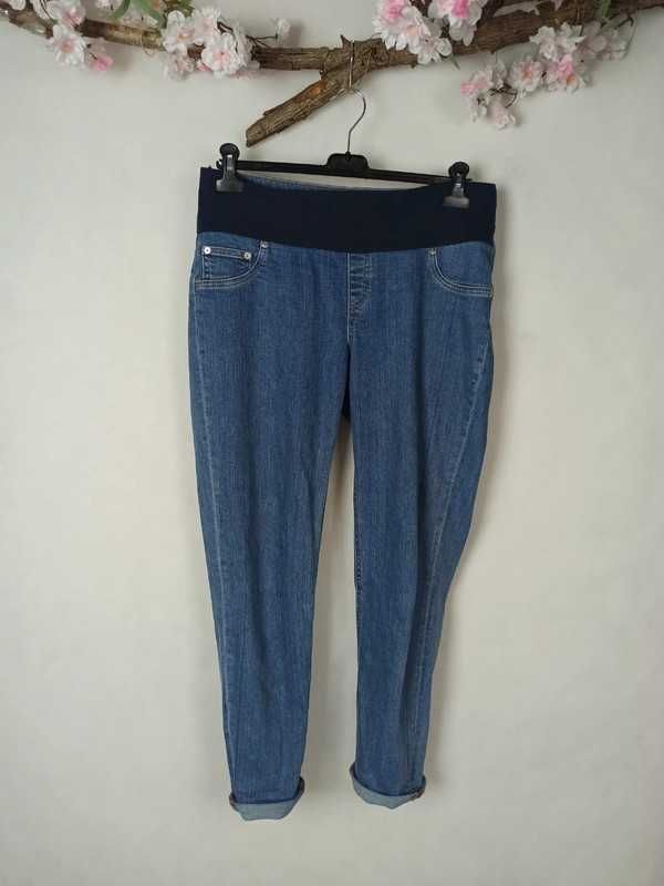 Spodnie dżinsowe jeans dżins ciążowe maternity, ciąża, brzuch 12 40, L