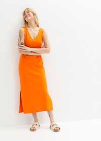 B.P.C pomarańczowa sukienka bawełniana z ozdobnym wycięciem 40/42.