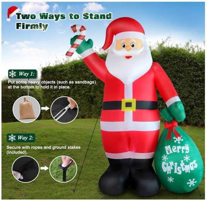 Nadmuchiwany Mikołaj XXL z podświetleniem LED 240cm