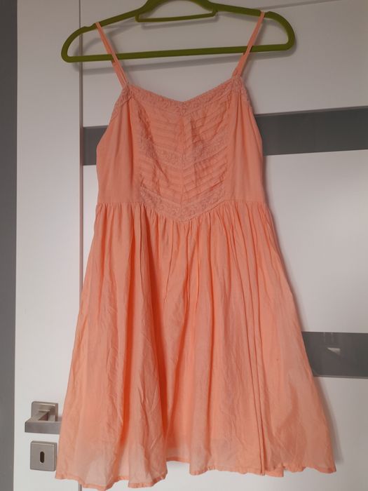 Morelowa sukienka cottage core szyfonowa koronka pudrowa romantic S M