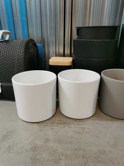 2 Osłonki na doniczki Walec 23cm biały Ceramik
