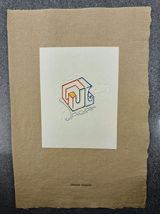 Exlibris.Ekslibris wykonanał Janusz Halicki dla Lucjana Sagana
