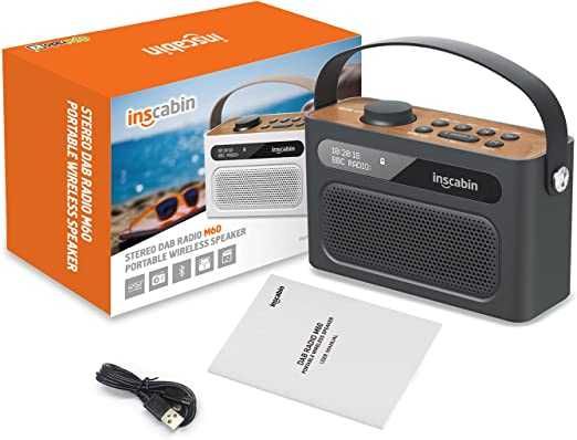 Radio Inscabin DAB/FM przenośne na baterię, głośnik Bluetooth/USB/SD