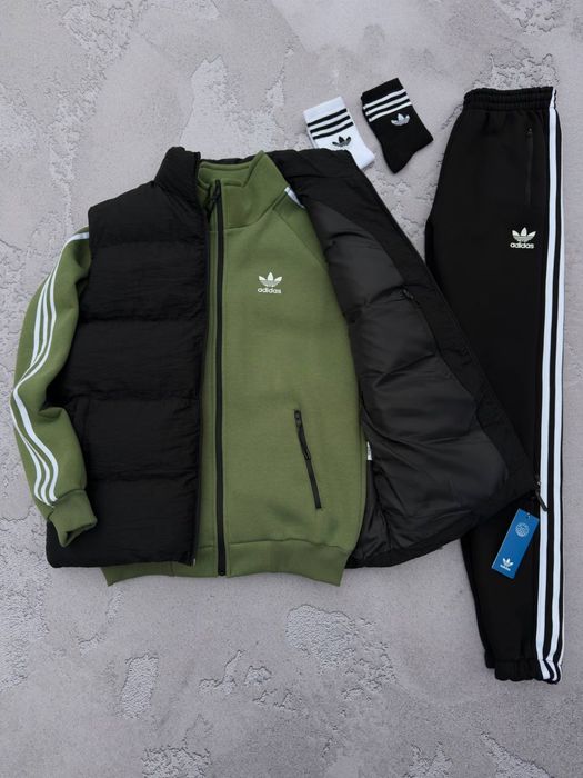 Чоловічий зимній спортивний костюм фліс адідас комплект Adidas xs-3xl