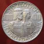 Polska 100 złotych 1966 - Mieszko Dąbrówka - próba - srebro