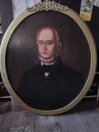portret mężczyzny-stary niemiecki obraz olejny 1866 r.