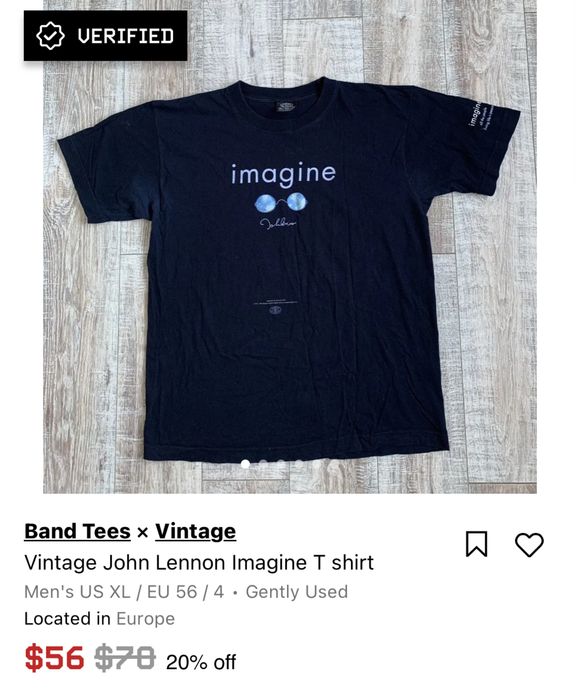 Темно-синя футболка 1999р John Lennonʼs merch “Imagine” / L