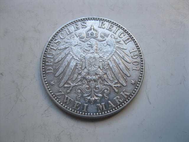 2 Марки 1901 г. 200 Лет Династии Гогенцолернов .Оригинал .Серебро.