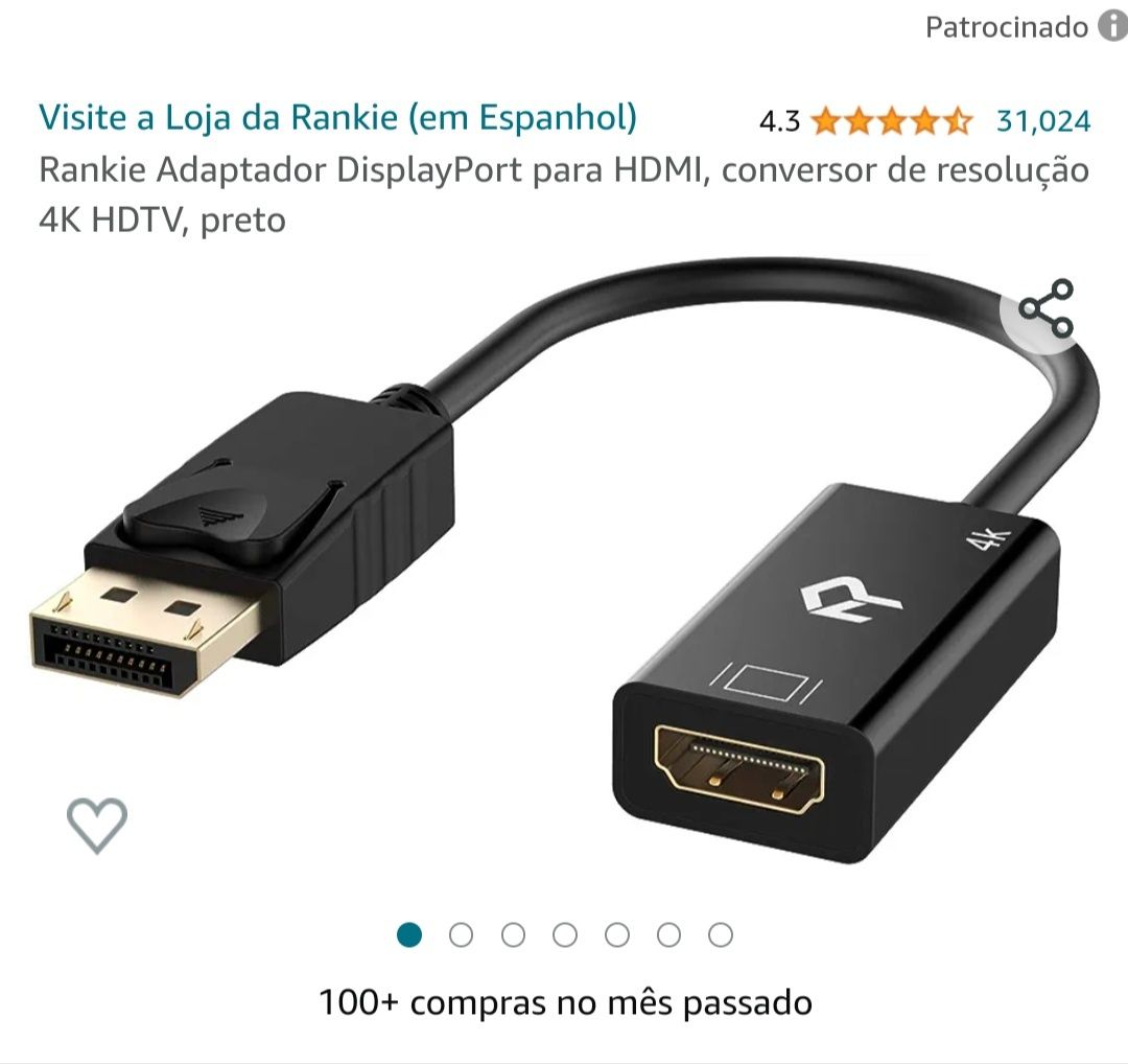 Adaptador Displayport para HDMI novo