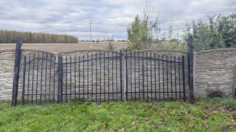 Brama z furtka i slupkami