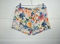 NOWE spodenki w kwiaty pull&bear 34 lato floral liście zip wyższy stan