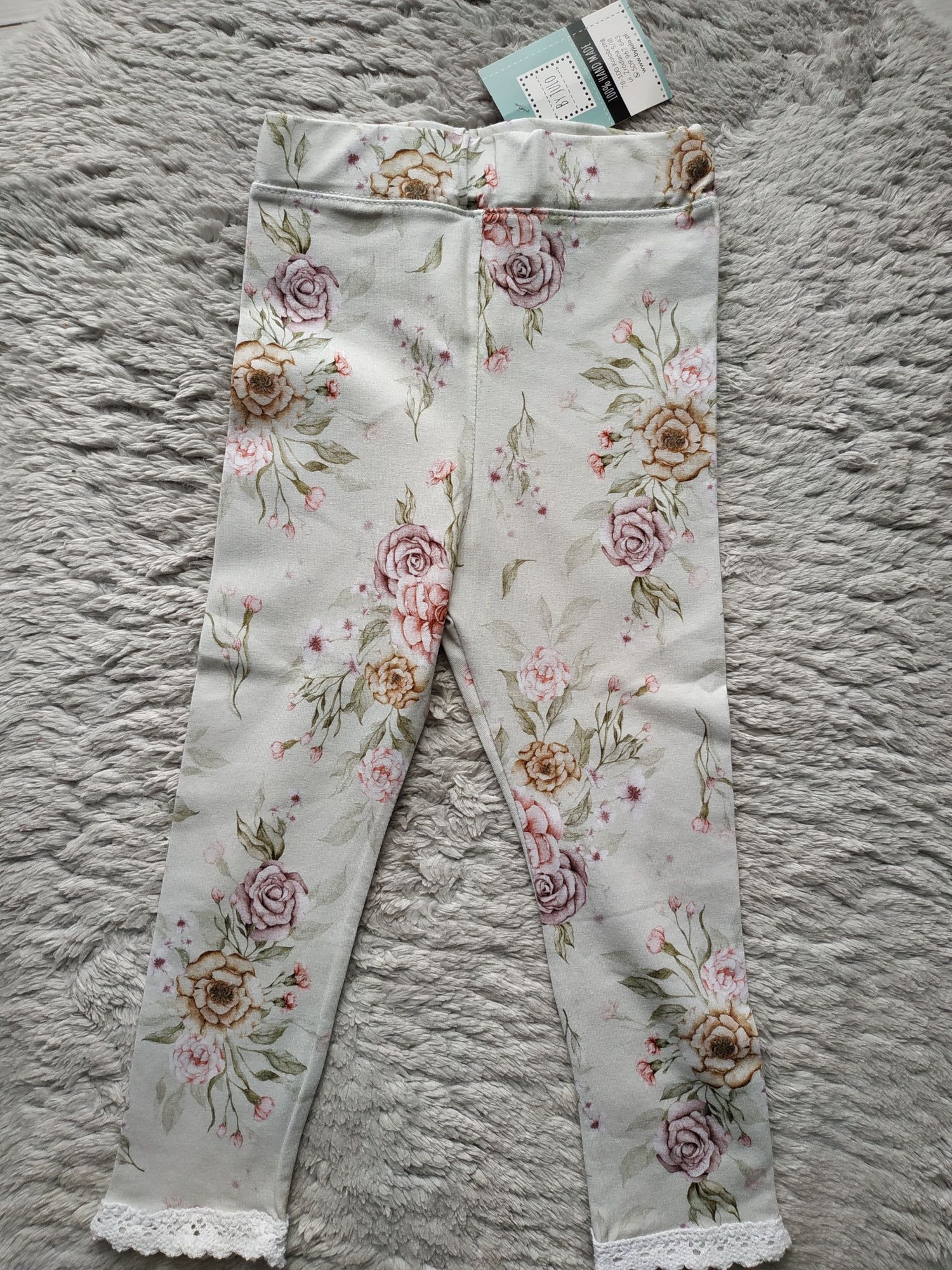 Nowe legginsy/kwiaty/print/handmade/prezent/By Julo/r.92/98