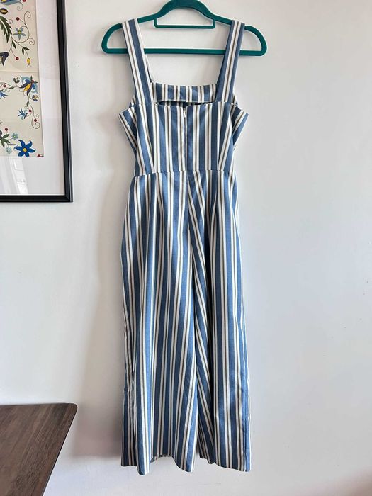 Damski kombinezon sukienka w paski 36 błękitna boho