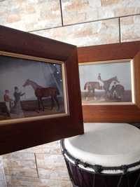 Stare 2 obrazy reprodukcje konie