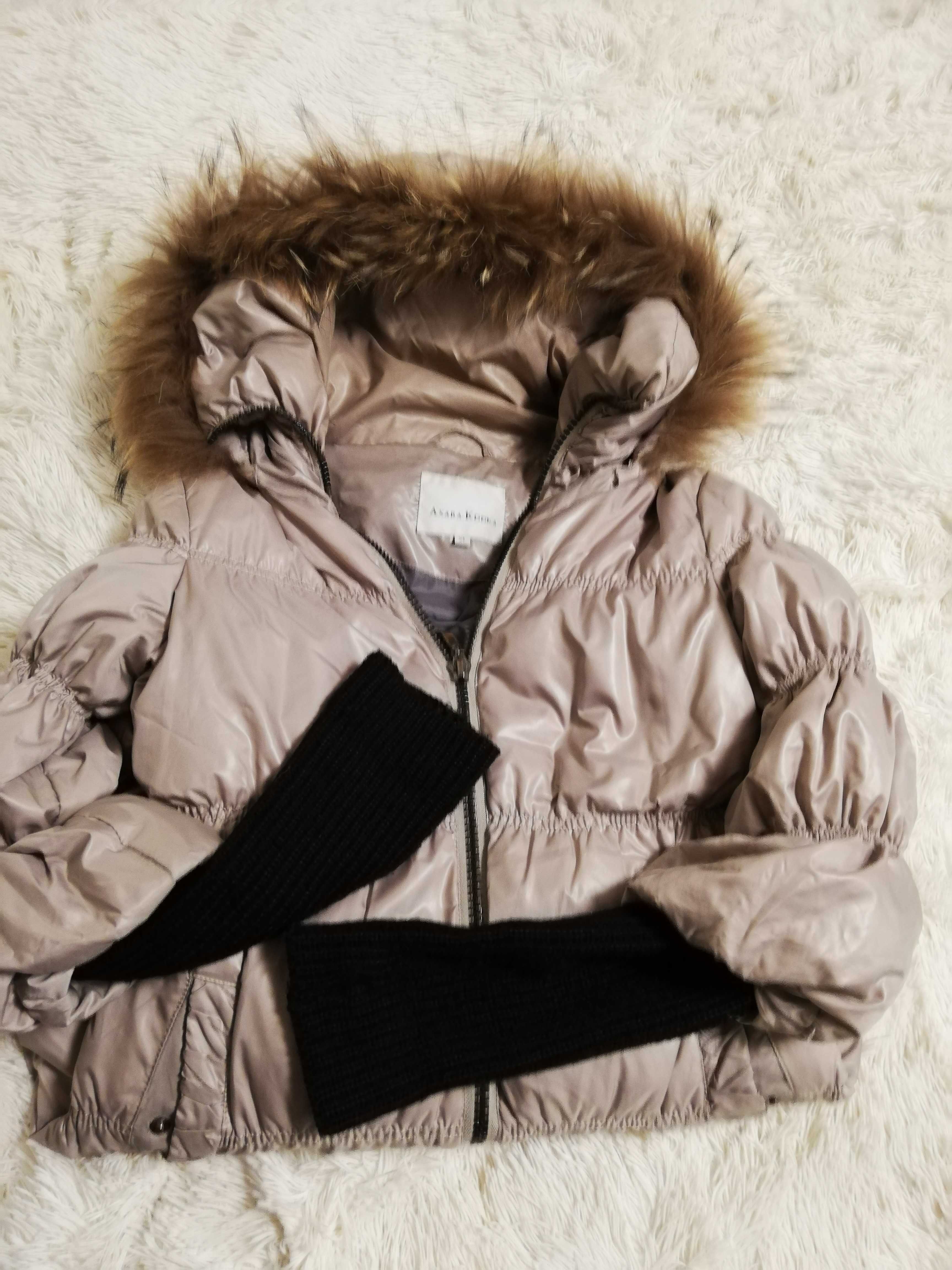 parka puchowa Axara S M 36 38 beżowa płaszcz puchowy Axara S M 36 38