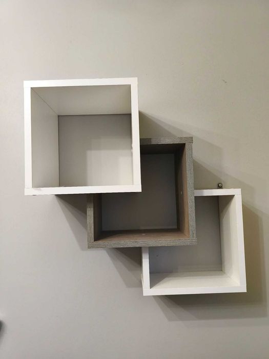 dwie stylowe półki wiszące - 3 kwadraty o wymiarach 30x30cm