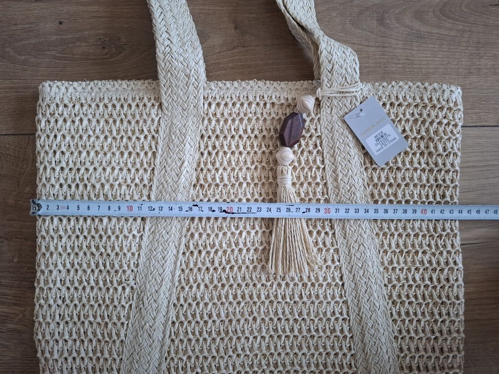 Torba słomkowa duża letnia boho shopperka plażowa miejska